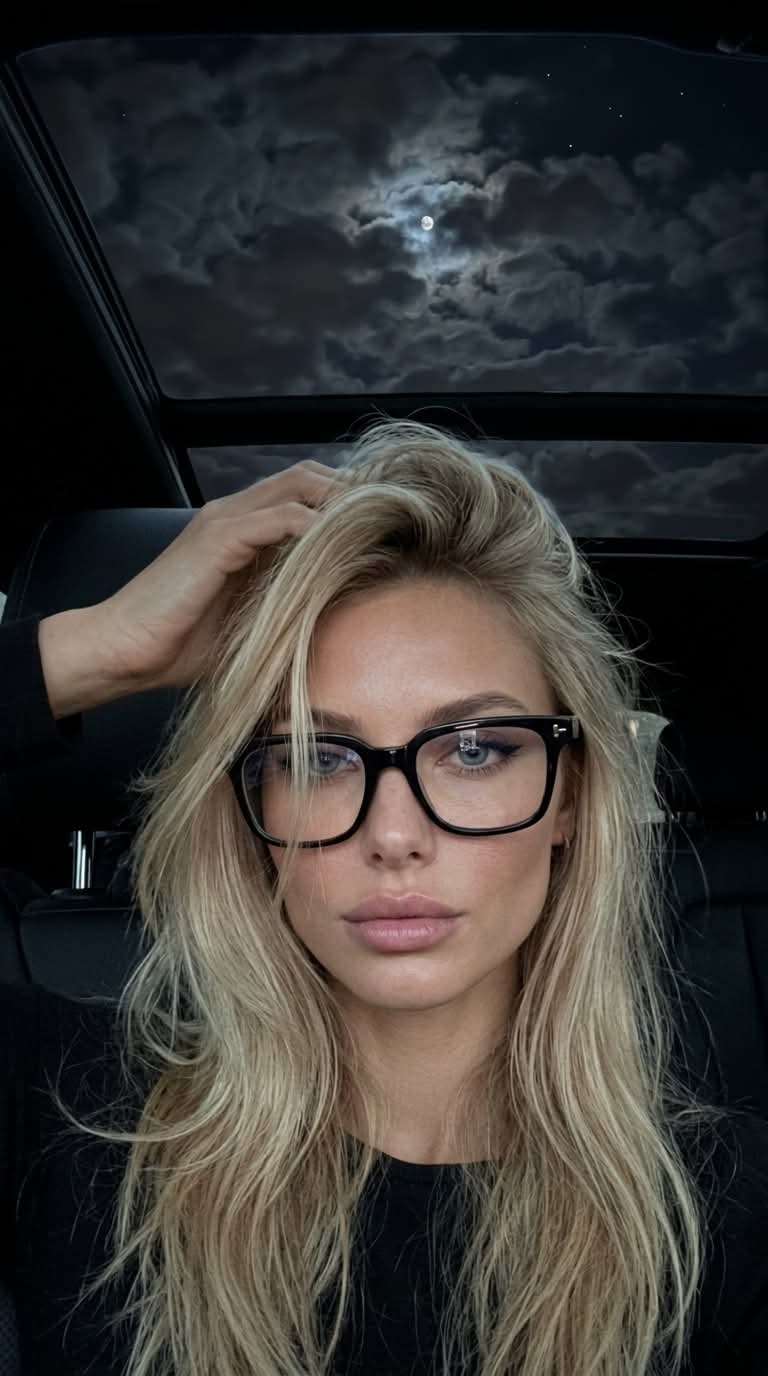 Moody Nighttime Car Selfie Under a Cloudy Moon output 2