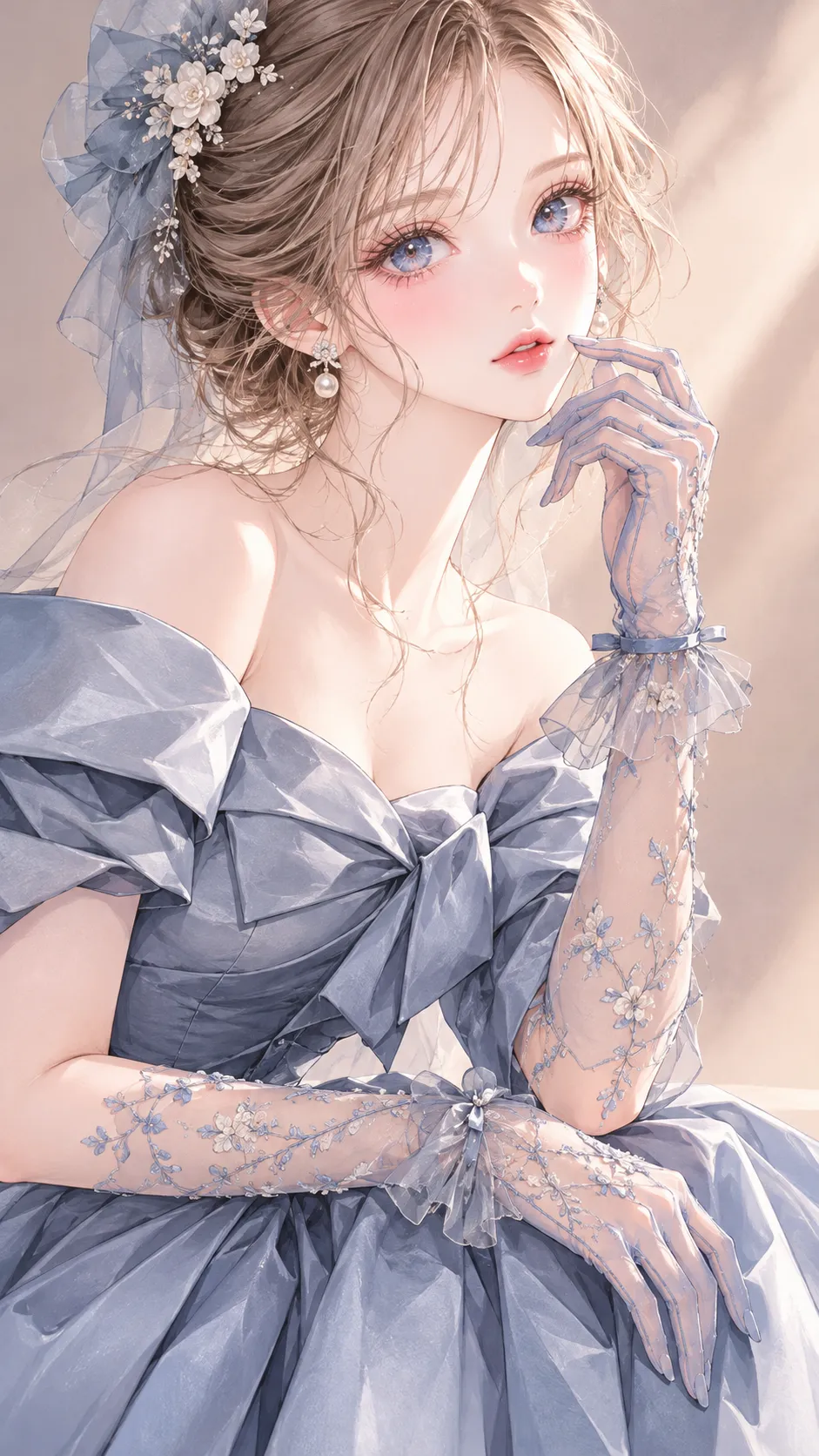 Luxury Tulle Glove Muse in Shoujo Manga Style