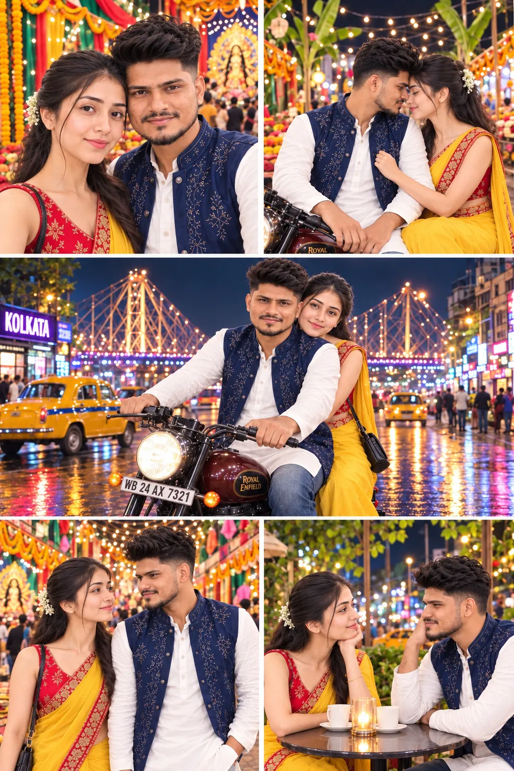 Durga Puja Couple Collage in Kolkata
