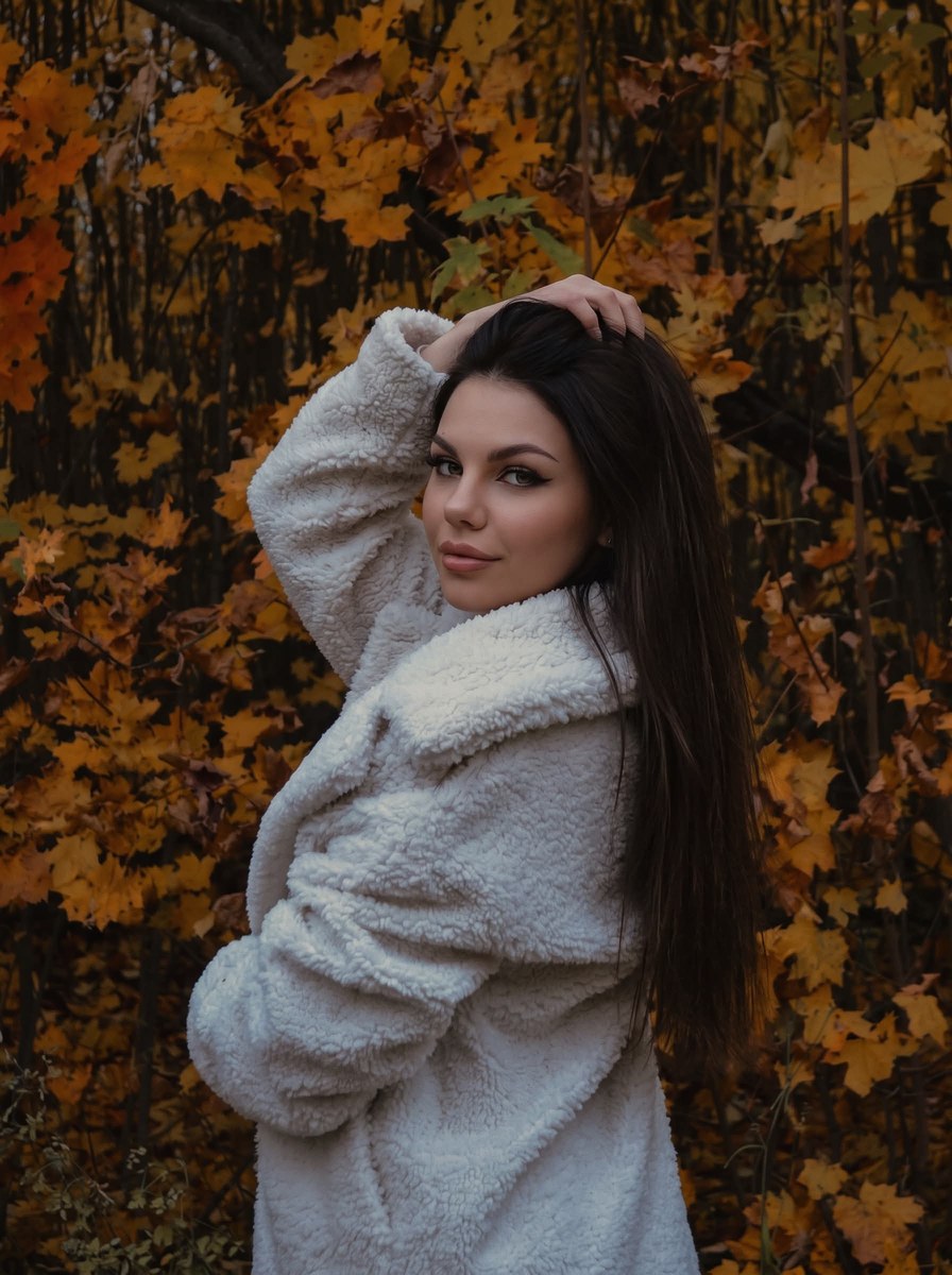 Photorealistic Autumn Portrait in a Sherpa Coat