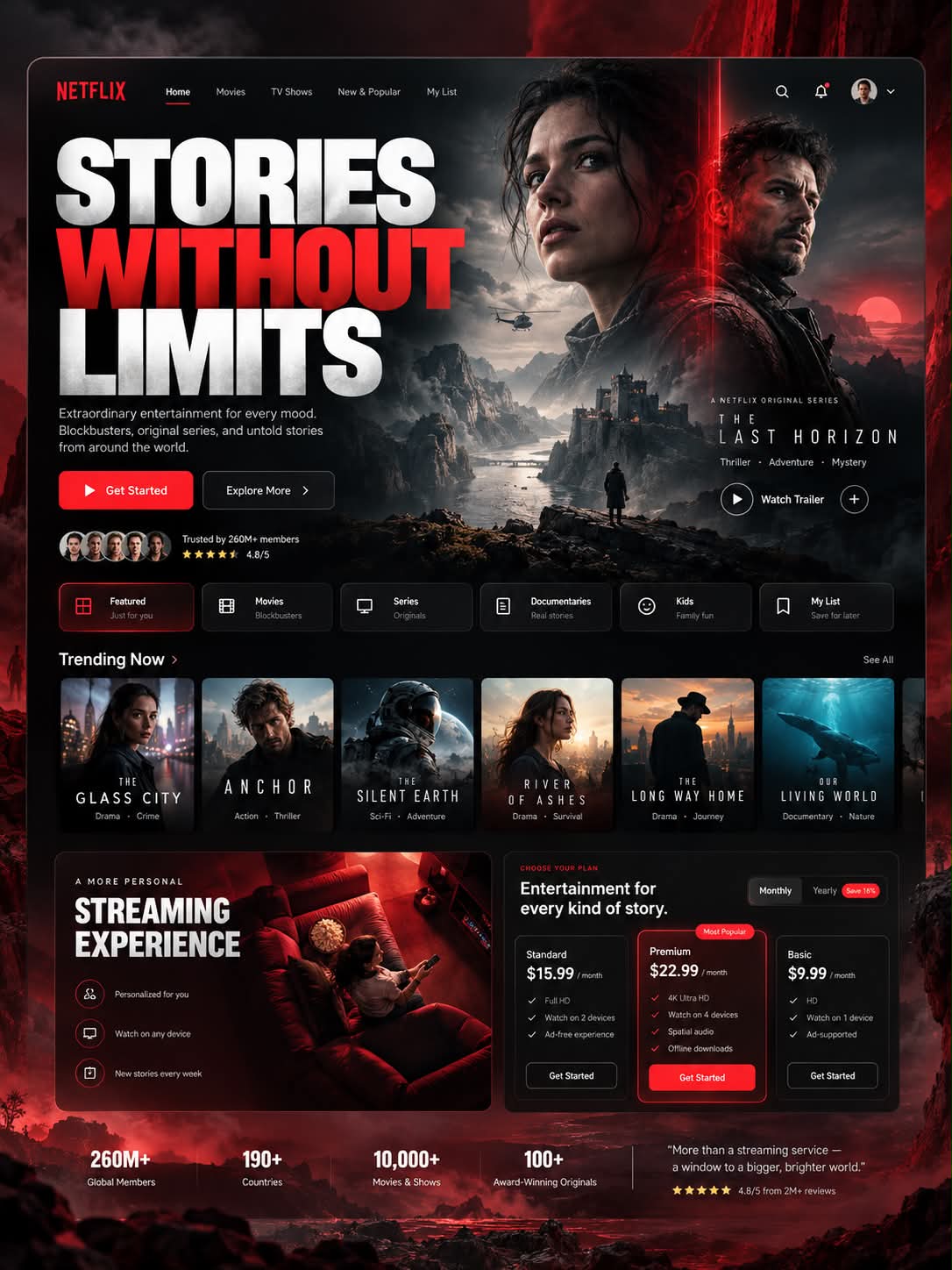 Six-Brand Premium Landing Page Concepts output 6