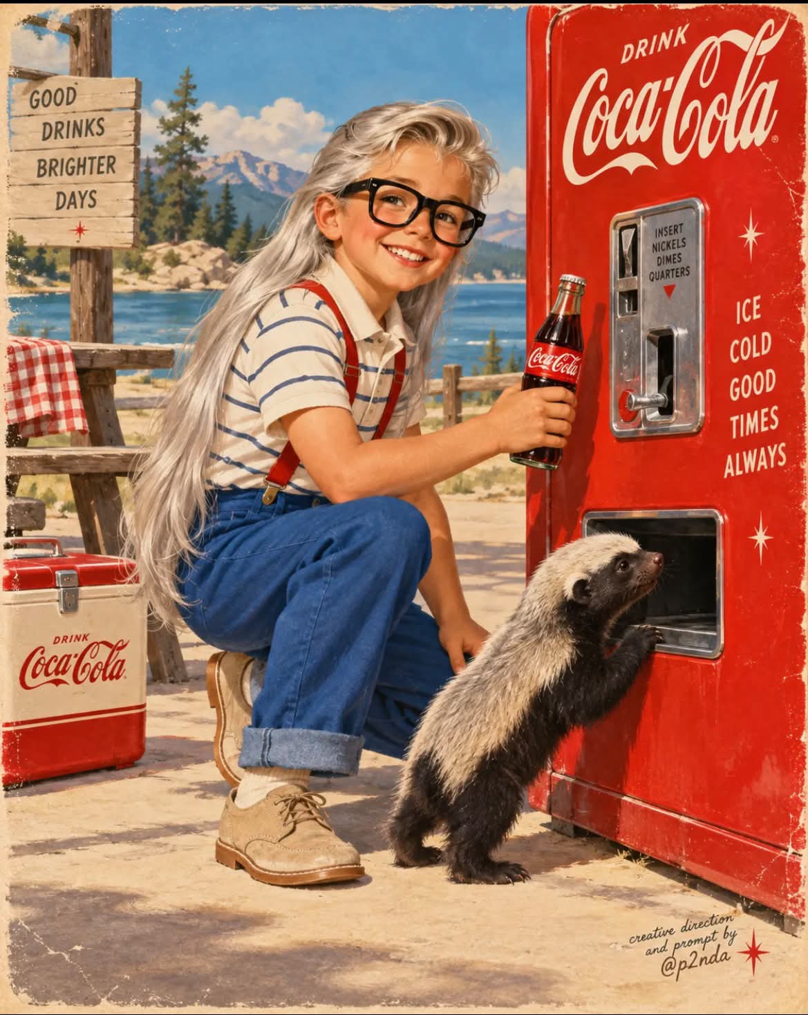 1950s Vintage Ad with a Child Character and Baby Cat output 4