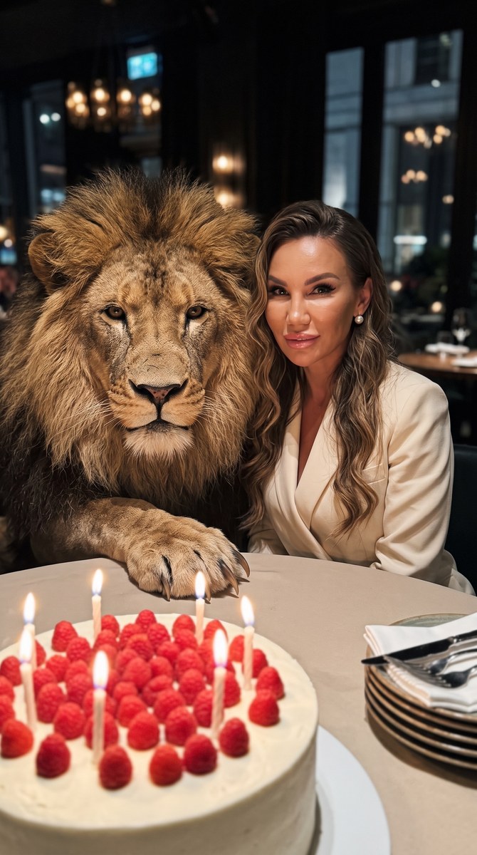 Cinematic Birthday Portrait with a Lion
