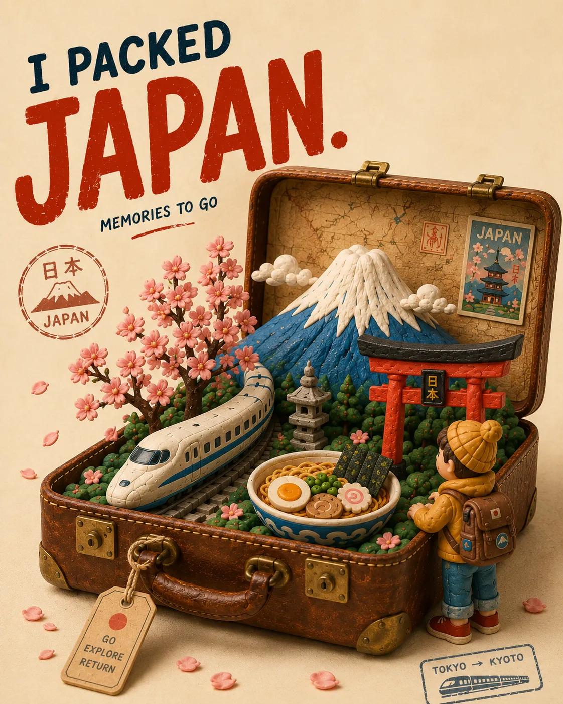 I Packed a Miniature World — Vintage Travel Poster