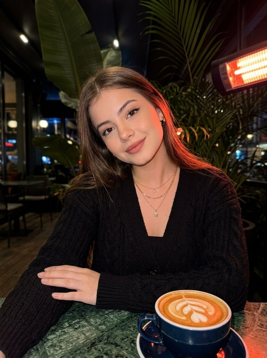 Romantic Evening Café Portrait