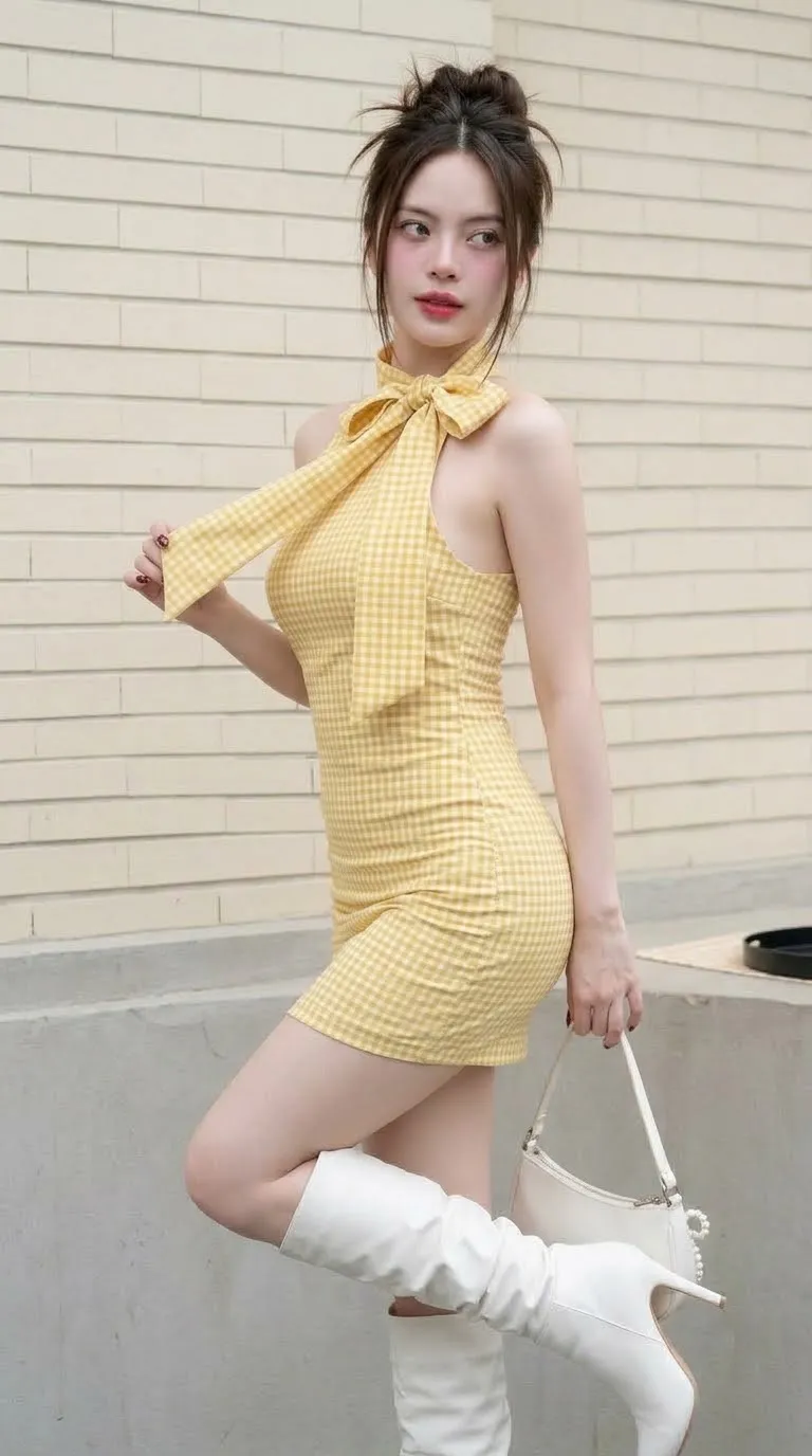 Yellow Gingham Coquette Fashion Portrait output 9
