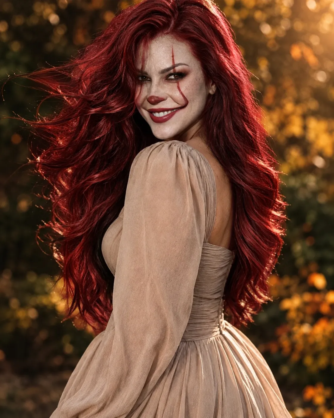 Cinematic Pennywise Horror Makeup Portrait output 2