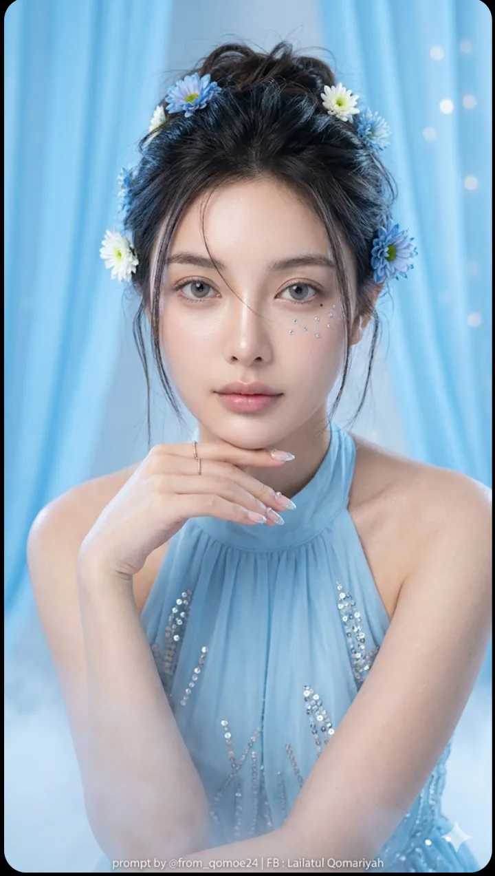 Ethereal Blue Moon Portrait with Crystal Makeup output 3
