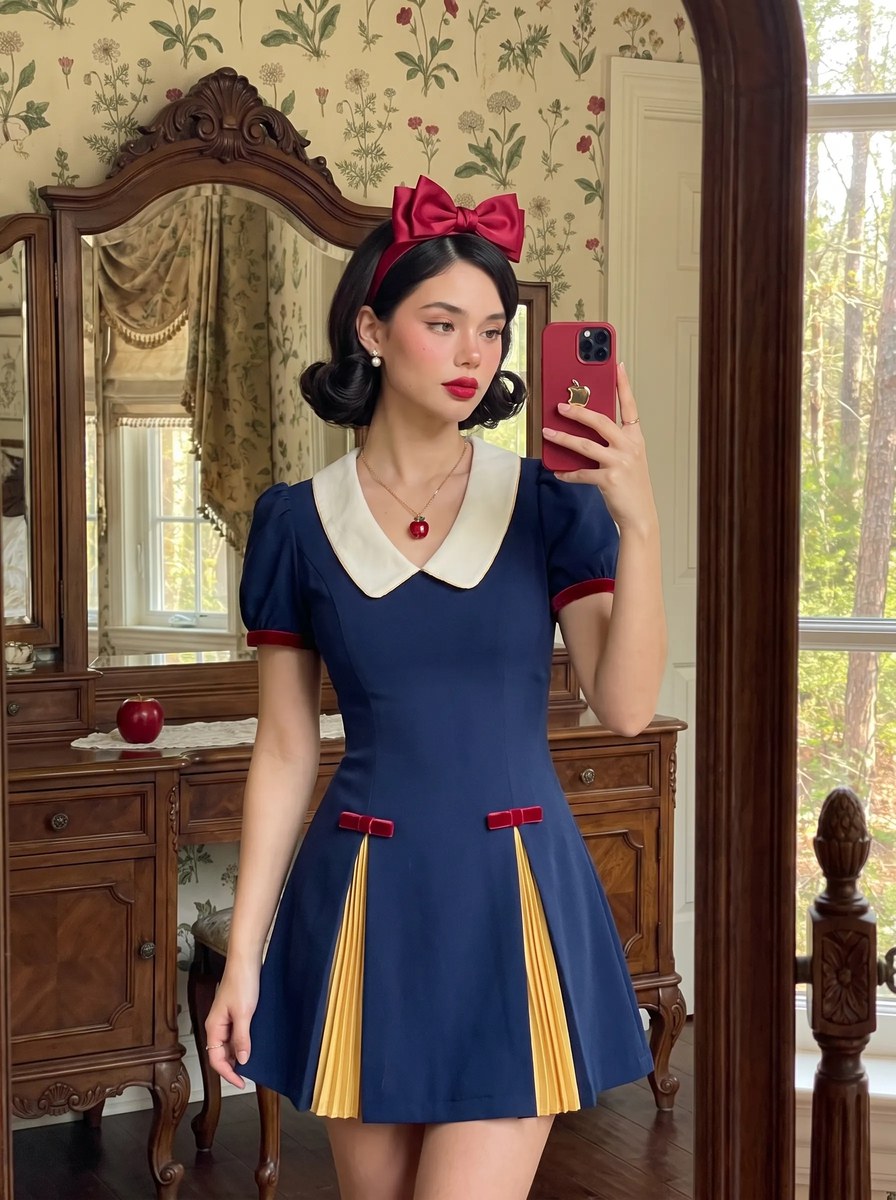 Snow White-Inspired Vintage Cottage Mirror Selfie