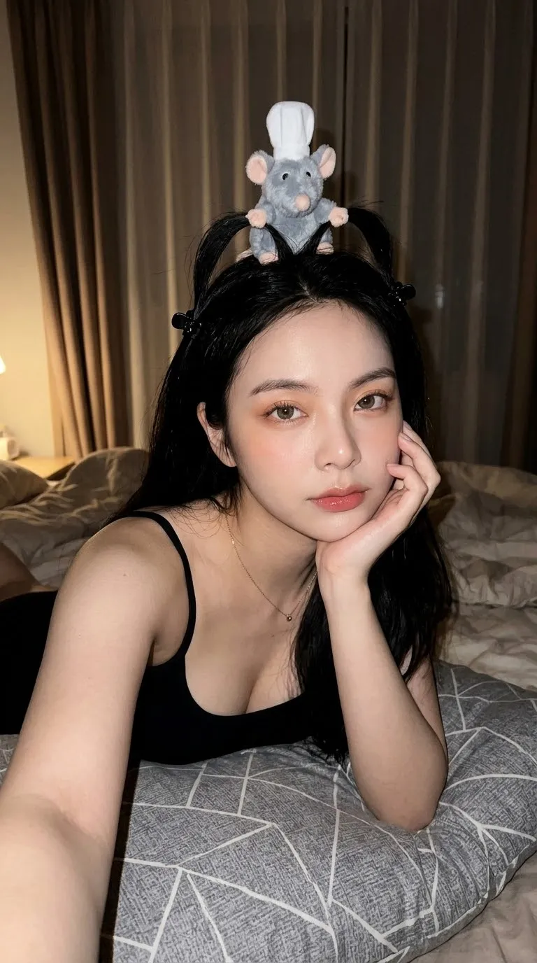 Photorealistic Cozy Night Selfie
