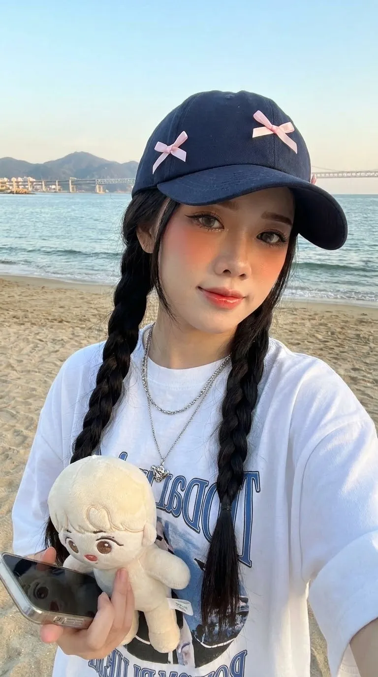 Korean Beach Girl Y2K Coquette Selfie output 3