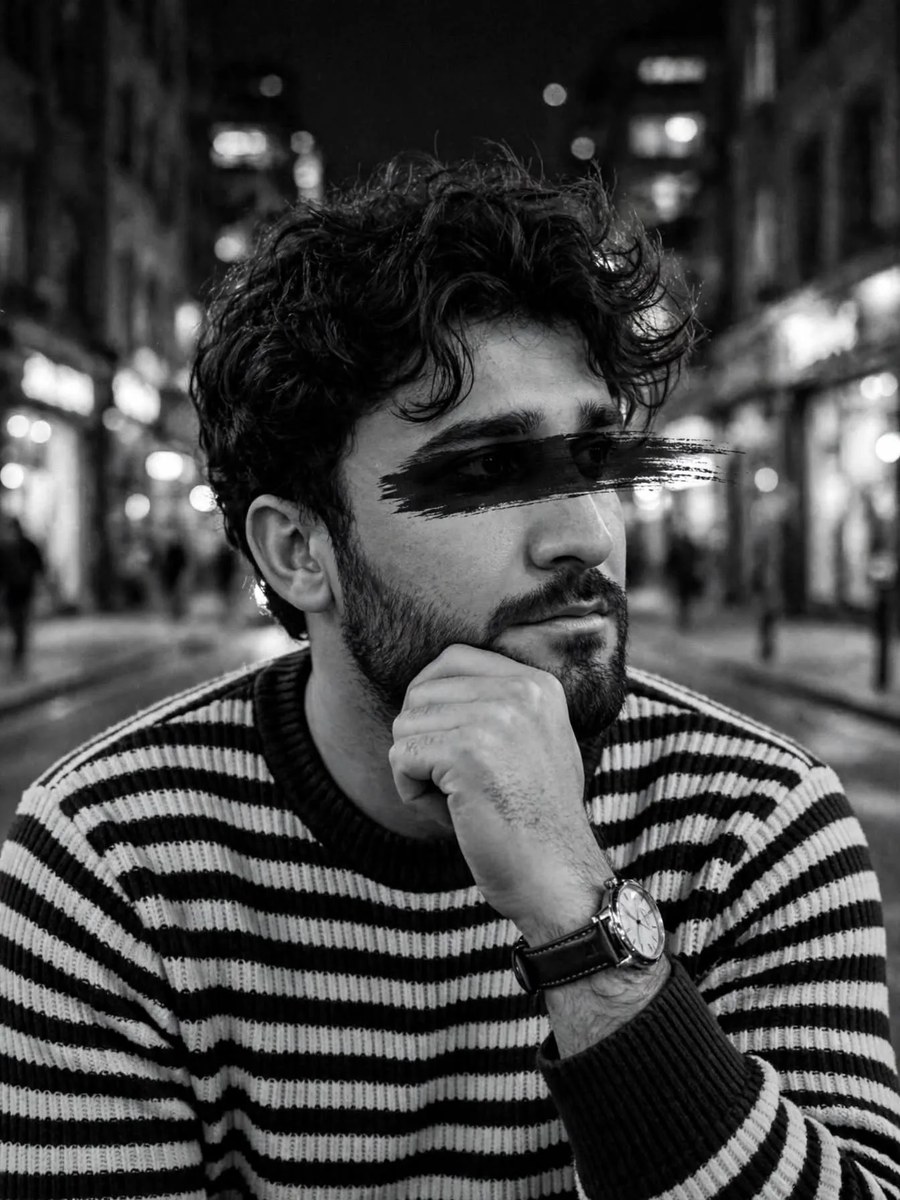 Black-and-White Editorial Portrait of a Young Man