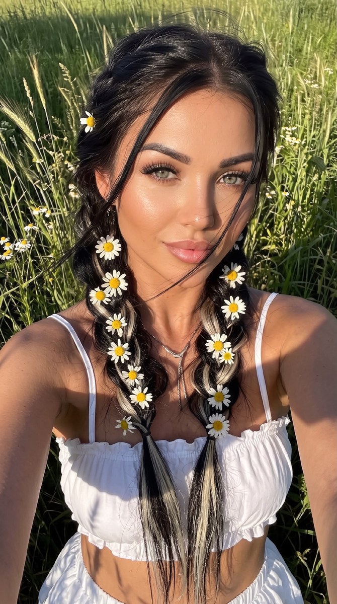 Romantic Daisy Field Portrait