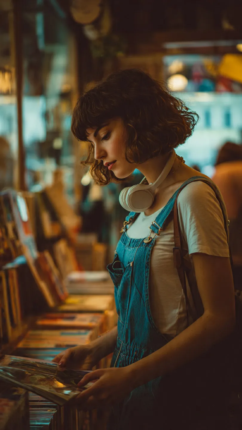 Cinematic Bookstore Browsing Portrait output 4