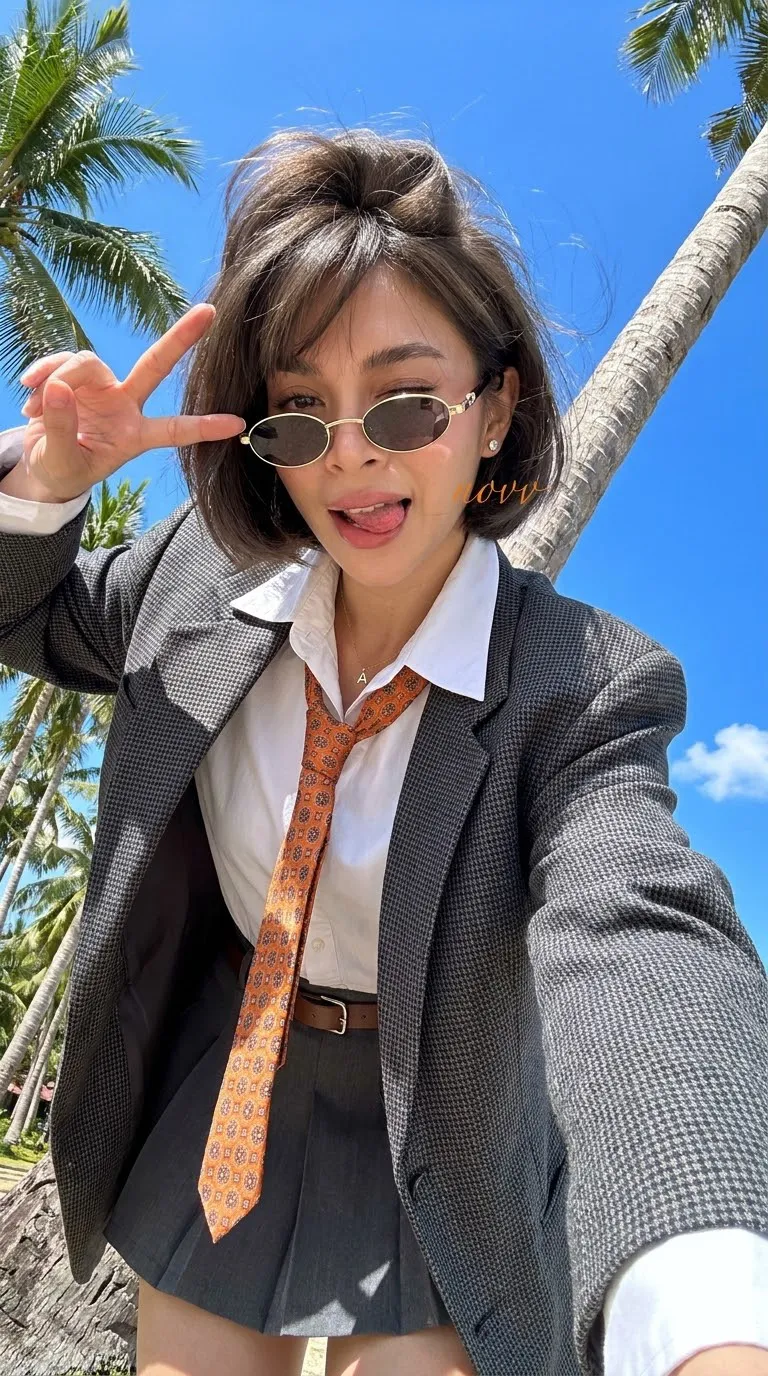 Extreme Low-Angle Tropical Fashion Selfie