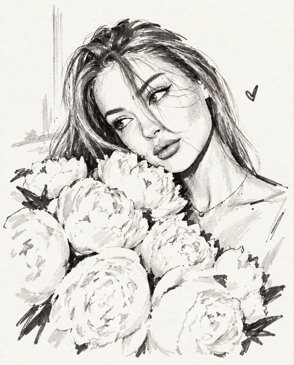 Loose Black-and-Gray Marker Sketch from a Photo output 1
