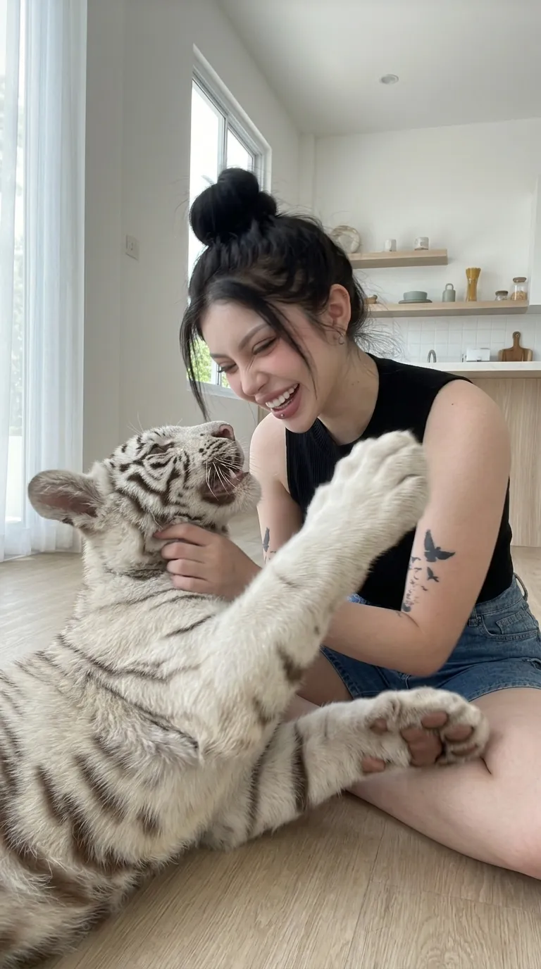 Smartphone Selfie with a White Tiger Cub output 6