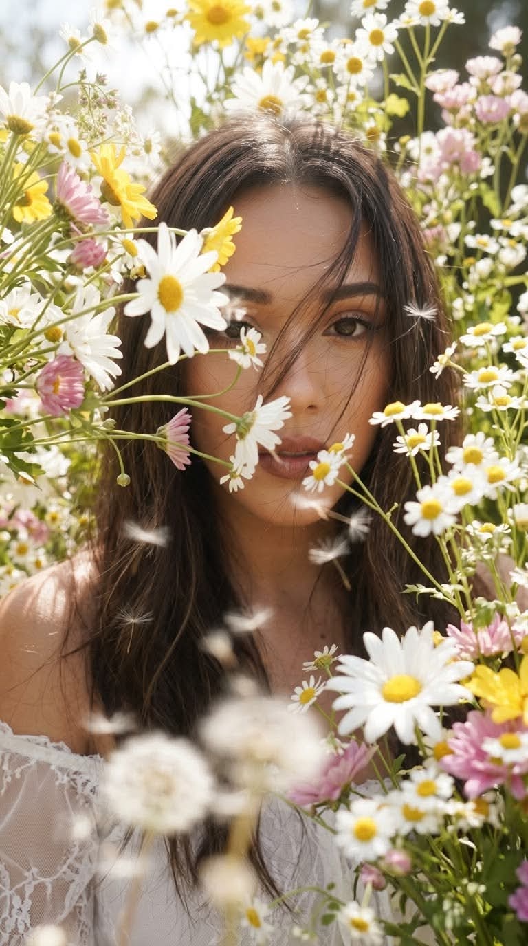Dreamy Early-2000s Floral Portrait output 1