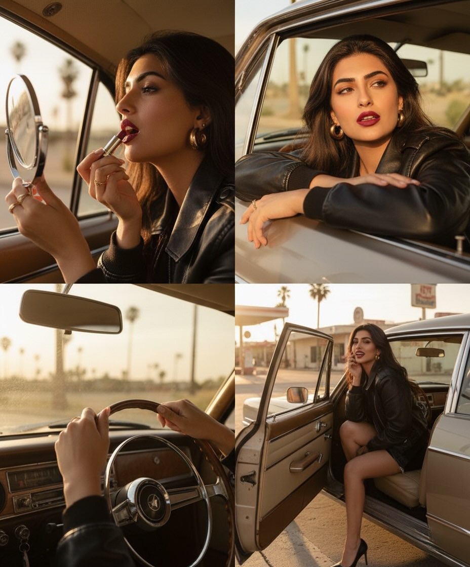 Retro Lipstick Campaign in a Vintage Car