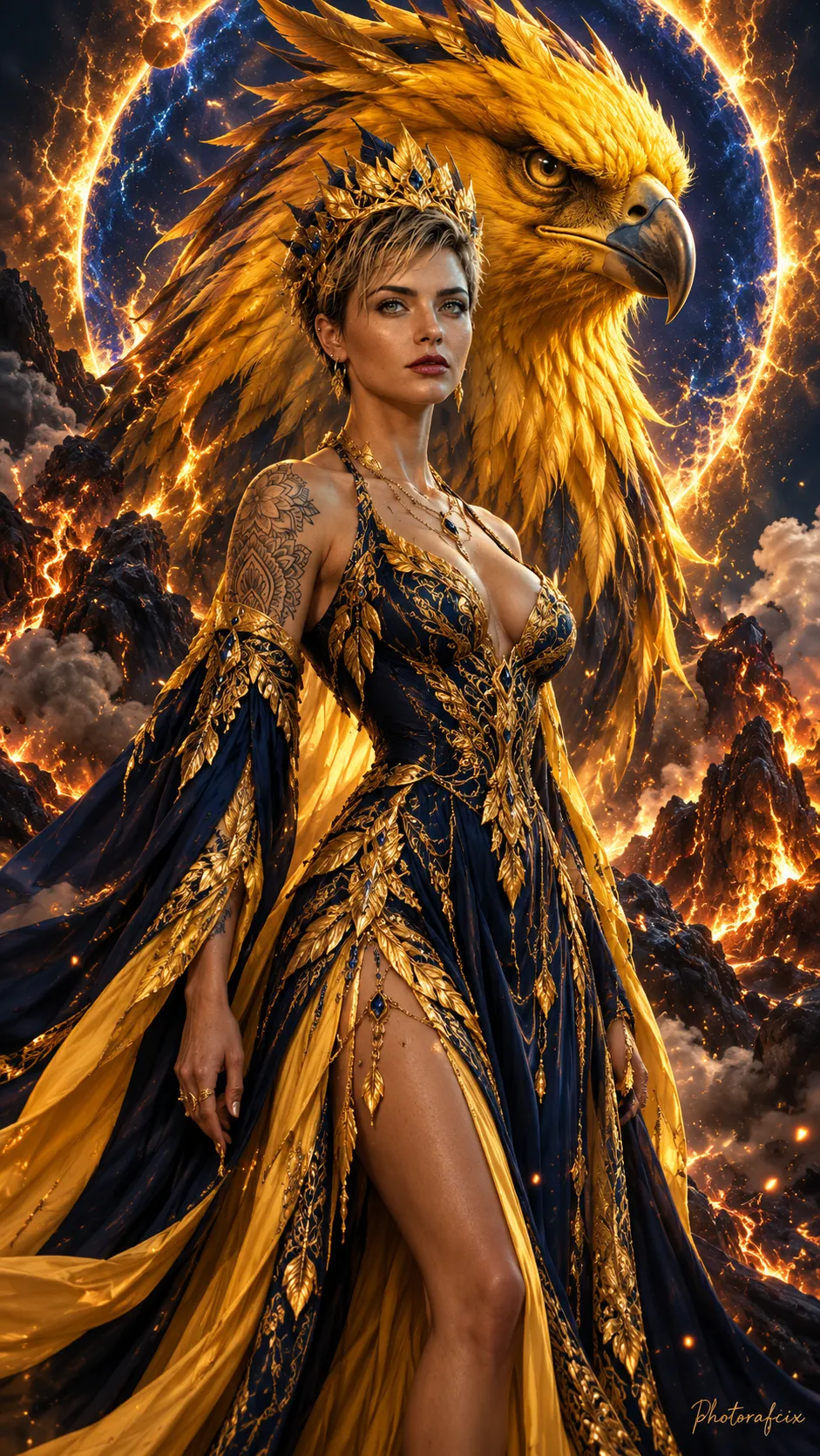 Fantasy Queen and Canary Portrait output 1