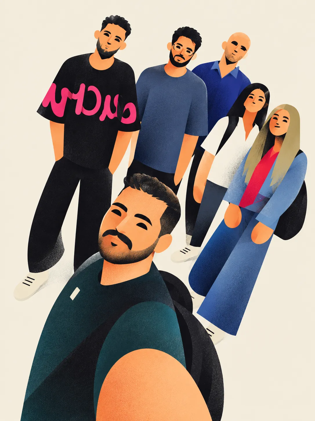 Geometric Editorial Character Poster from a Reference output 2