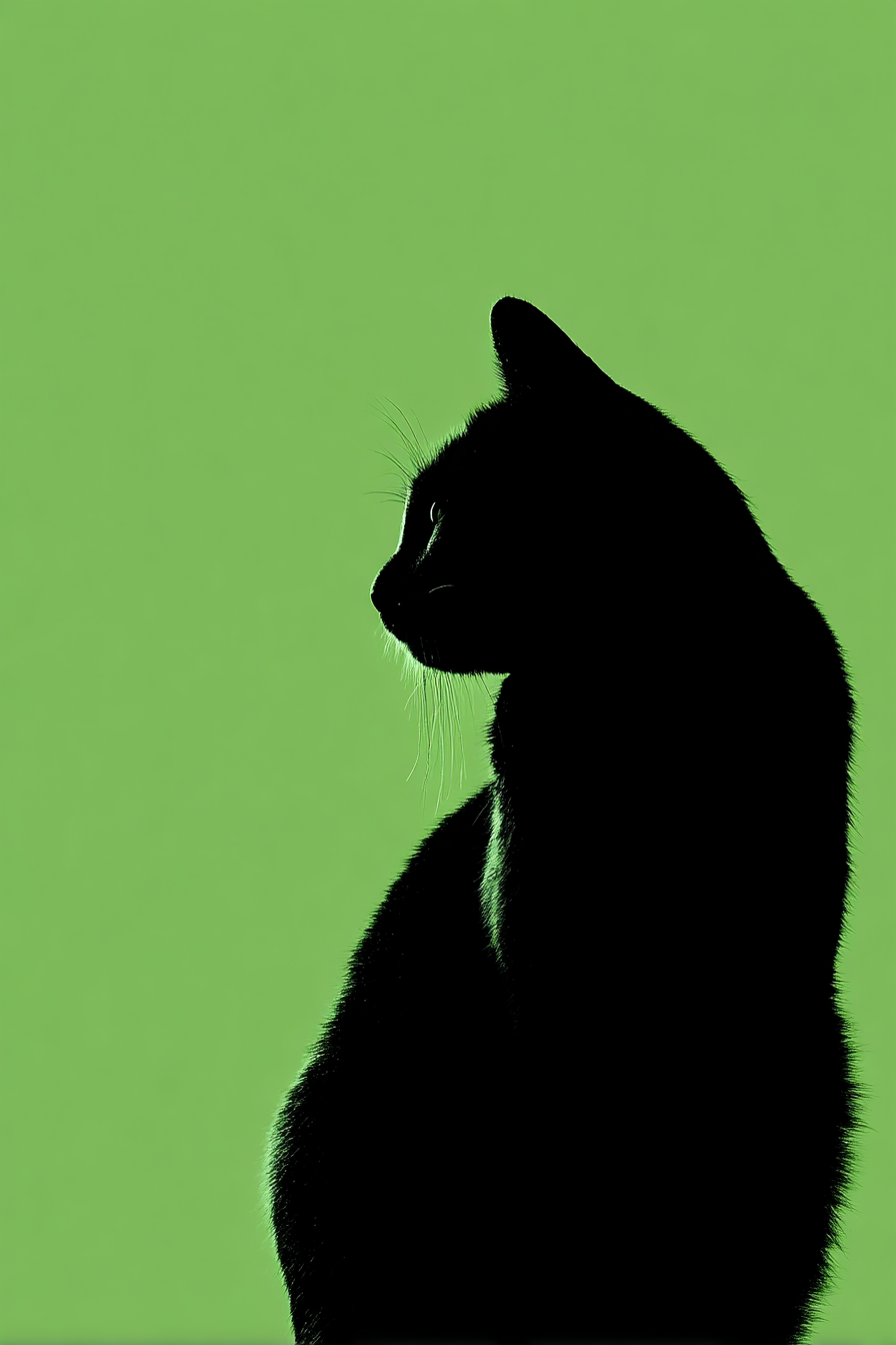 Generate a Cat Silhouette on a Green Background