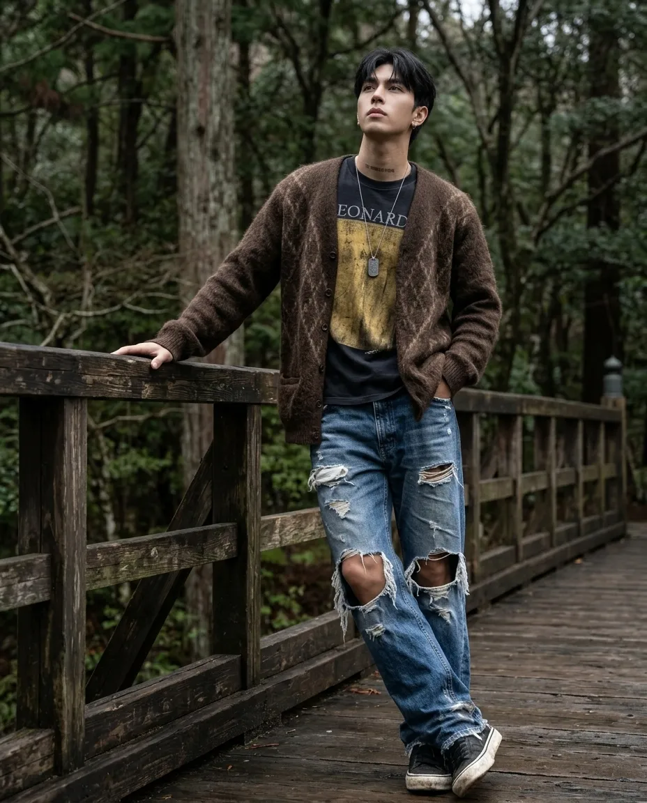 Candid Overcast Portrait on a Japanese Wooden Bridge output 1
