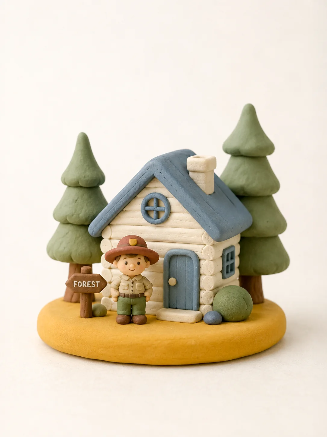Miniature Clay Forest Ranger Diorama
