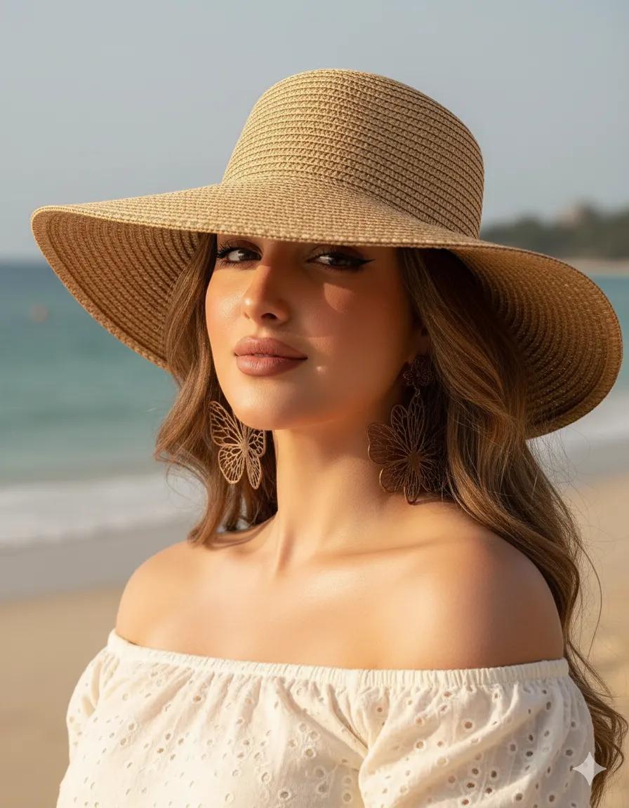 Beach Portrait with a Wide-Brimmed Straw Hat output 2
