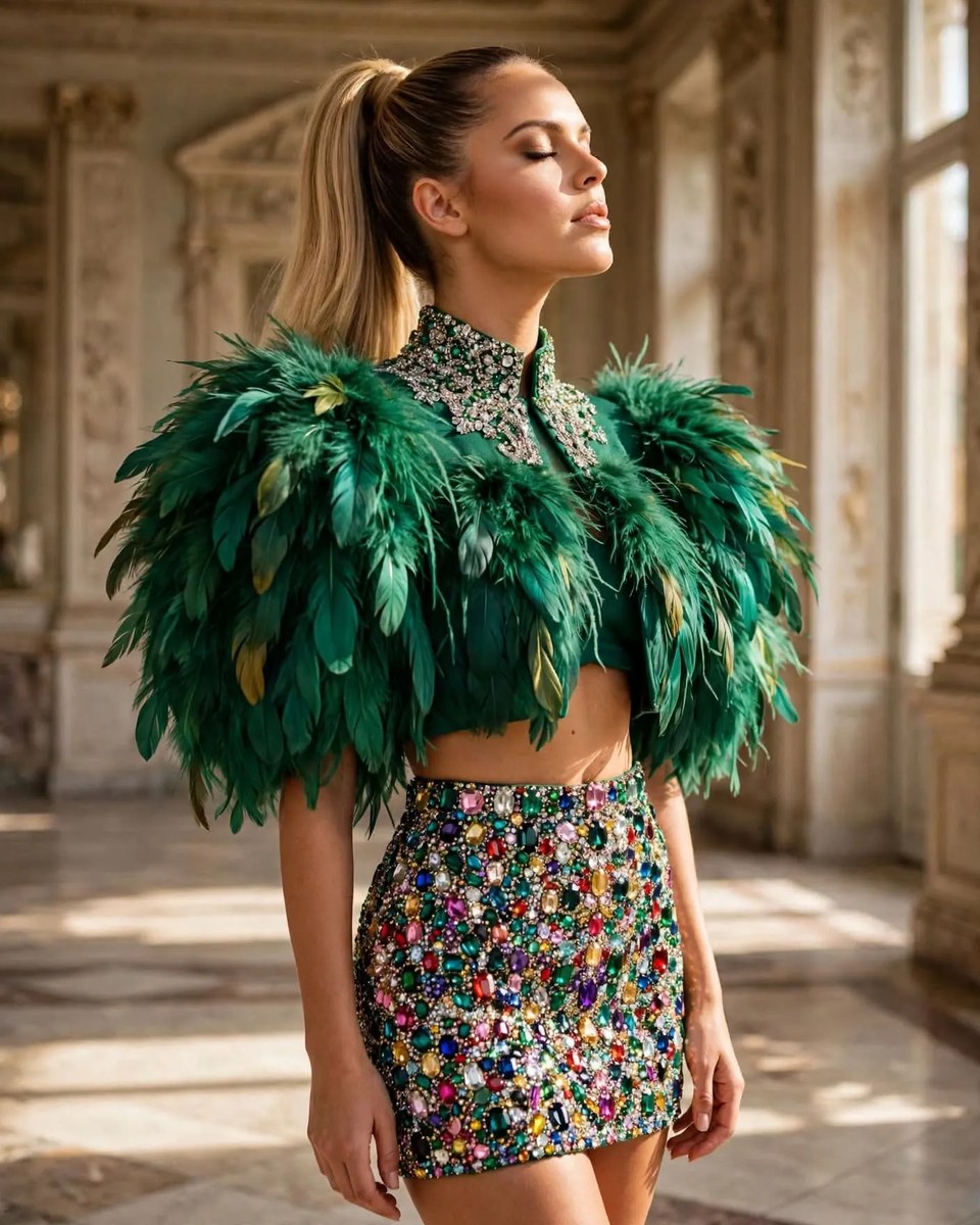 Emerald Couture Palace Editorial Portrait output 3