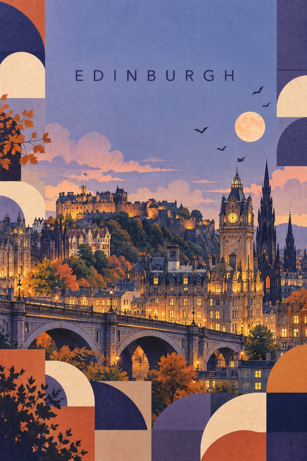 Halloween Geometric Travel Art Poster output 7