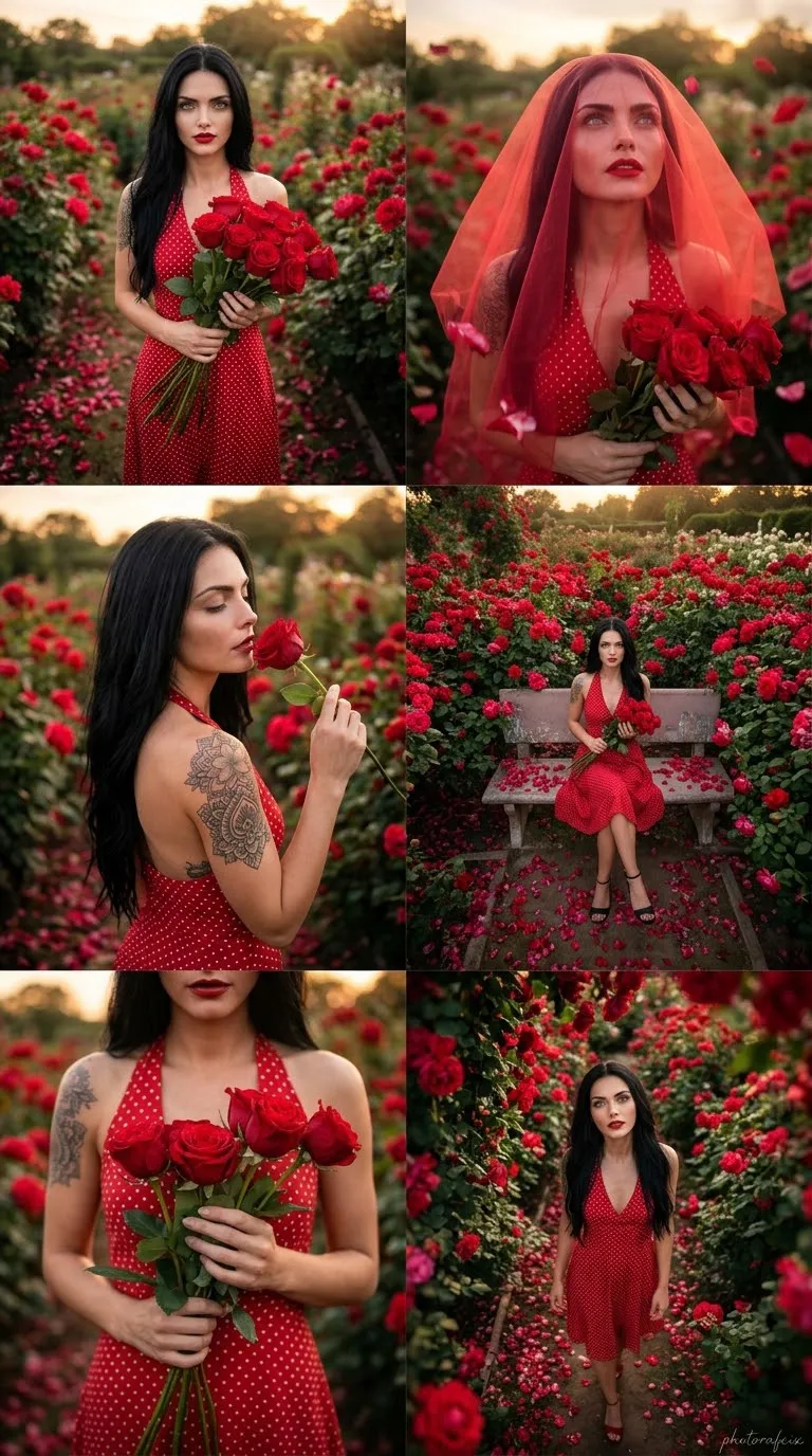 Photorealistic Red Rose Garden Collage output 2