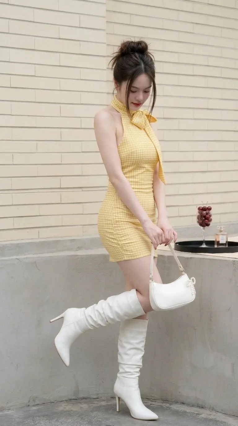 Yellow Gingham Coquette Fashion Portrait output 4