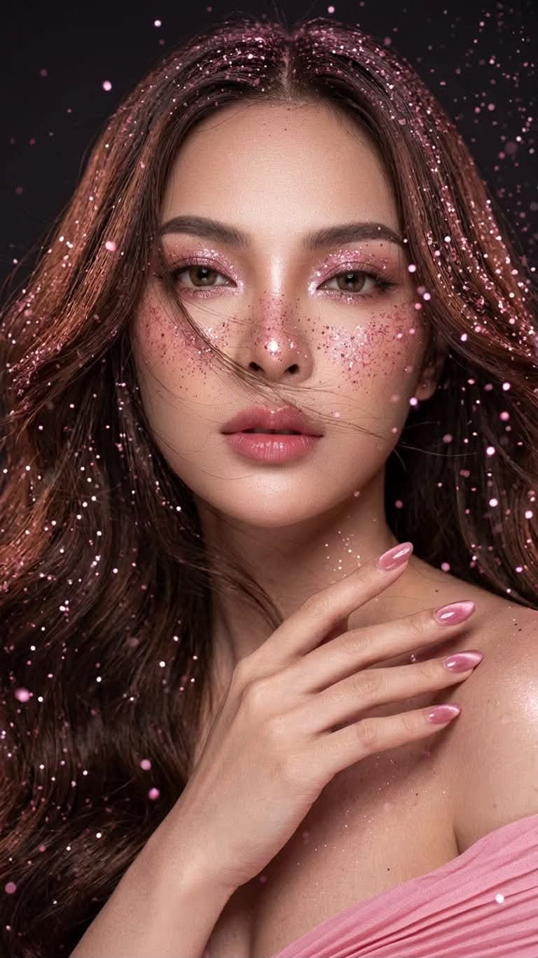 Golden Glitter Beauty Portrait