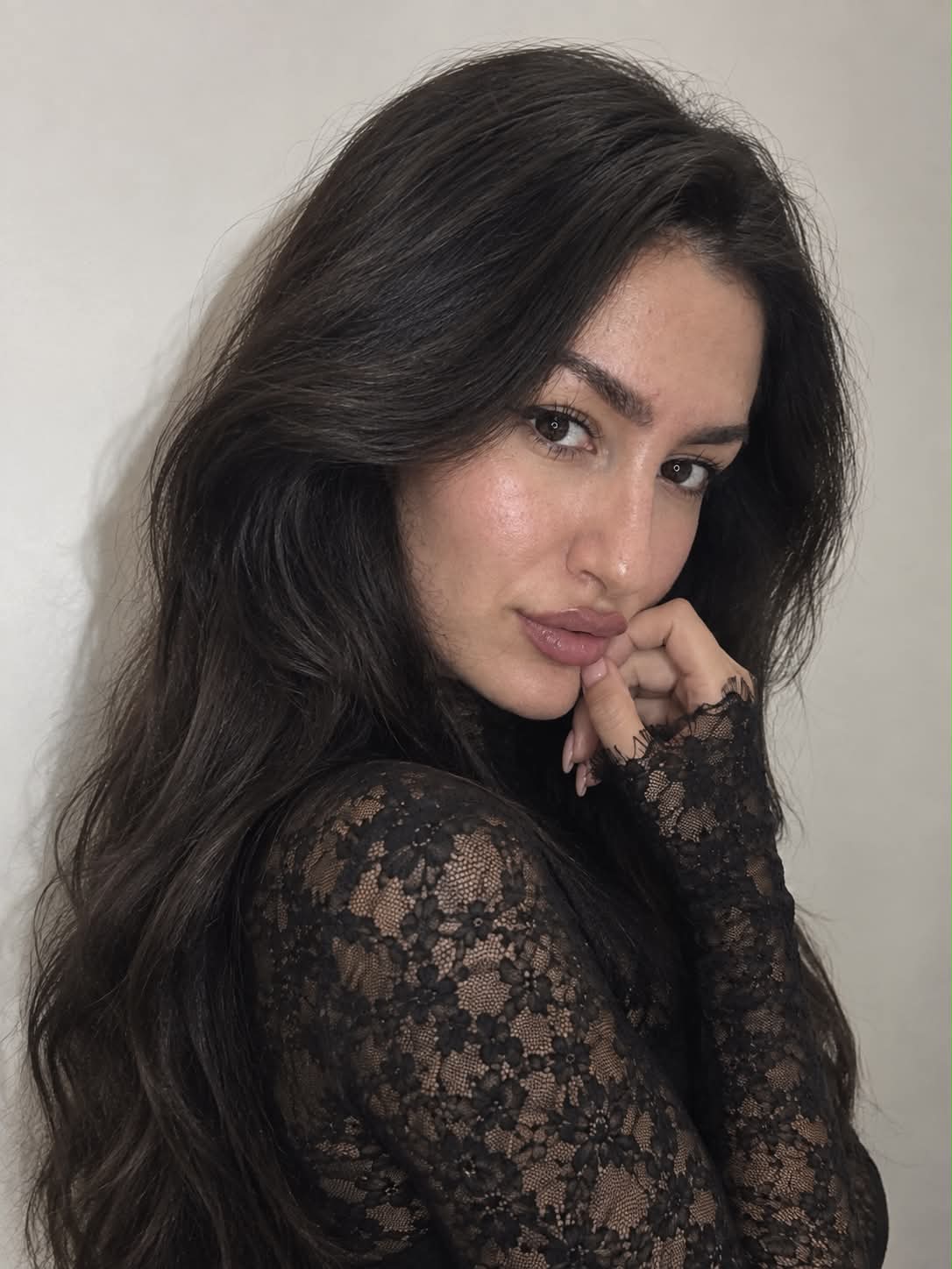 Photorealistic Close-Up Portrait with Long Lace Sleeves output 2