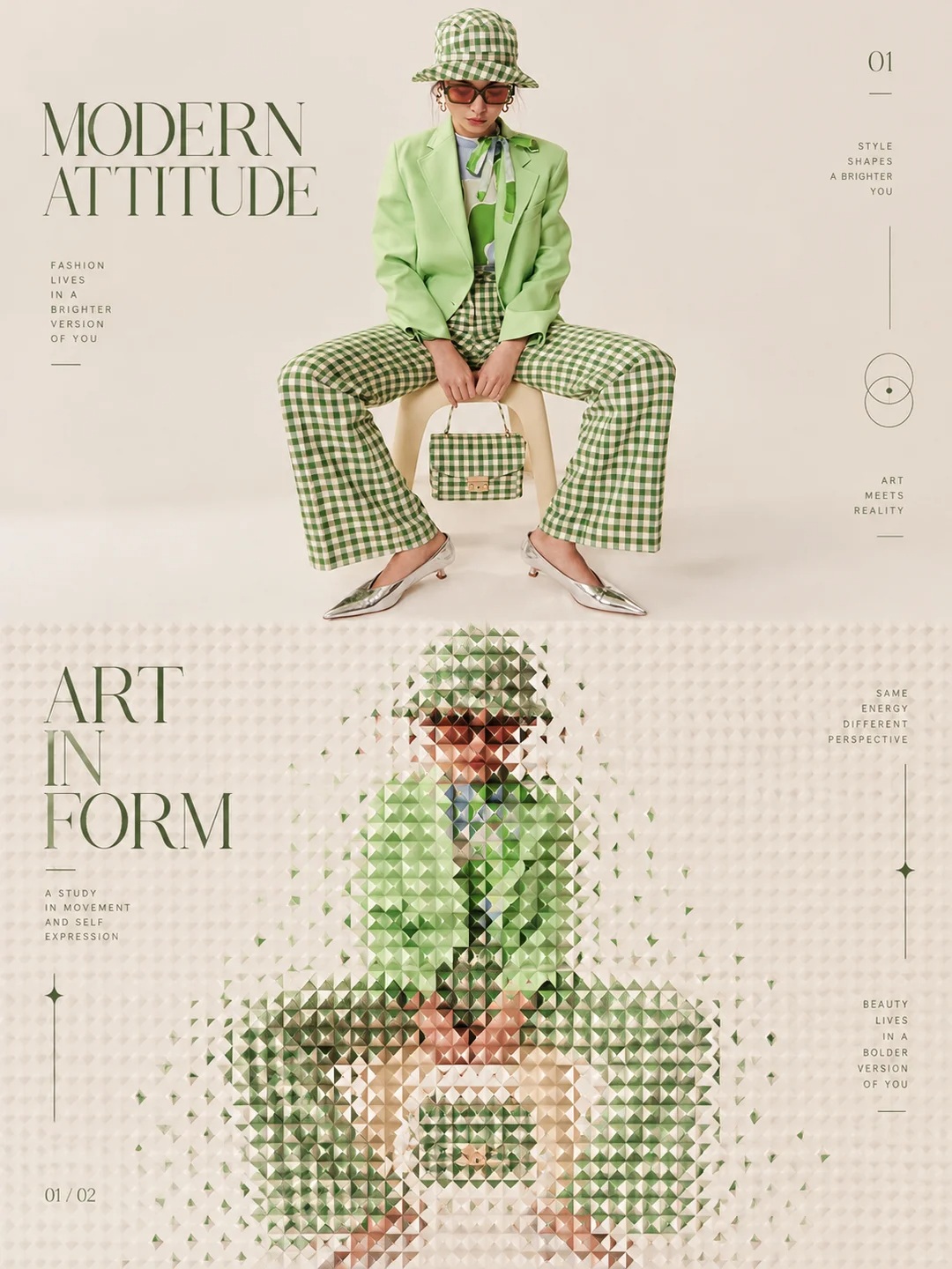 Optical Art Crystal-Facet Diptych Poster