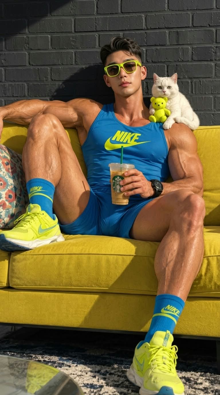 Muscular Man in a Sunny Patio Fitness Editorial