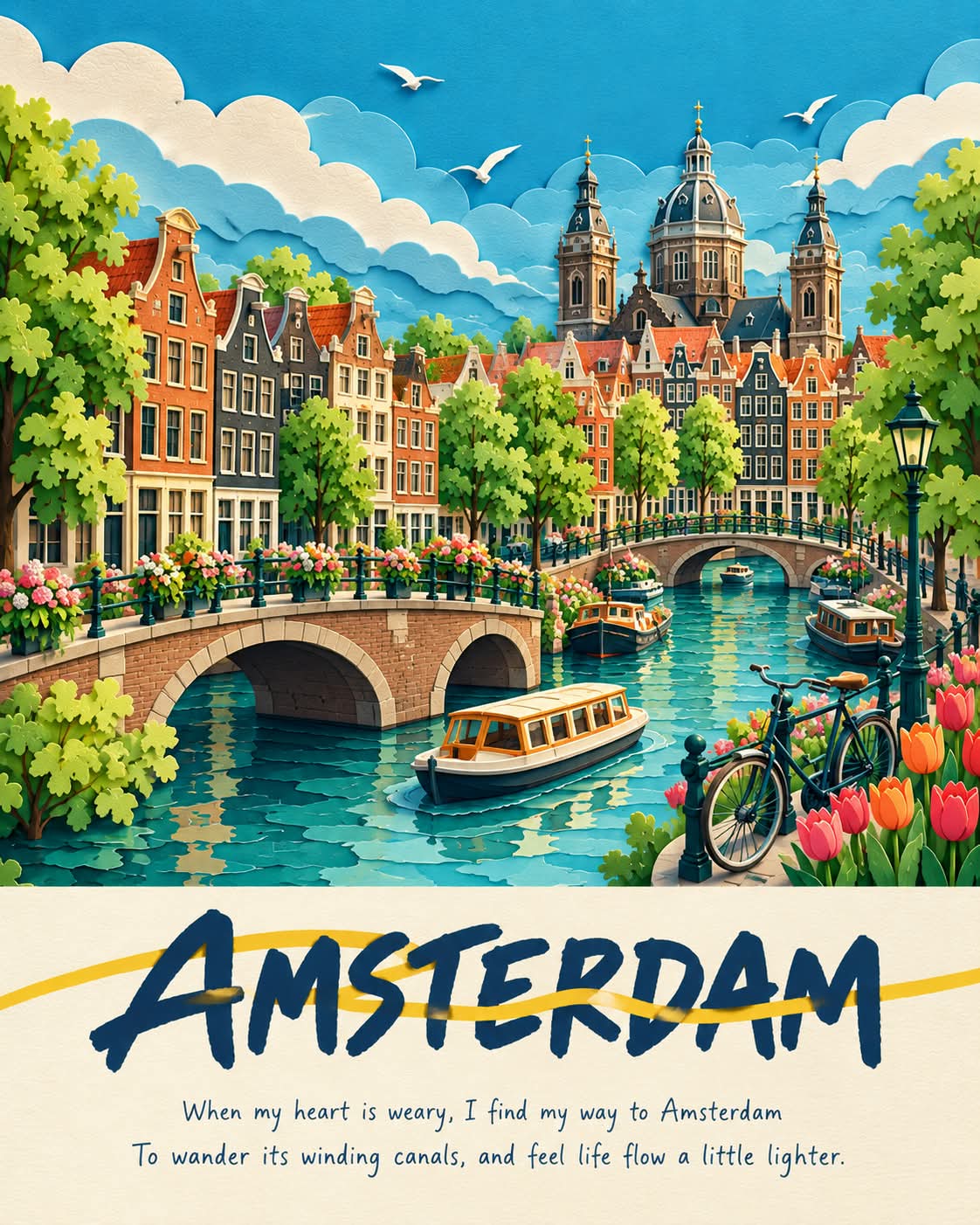 Layered Papercut City Travel Poster output 2