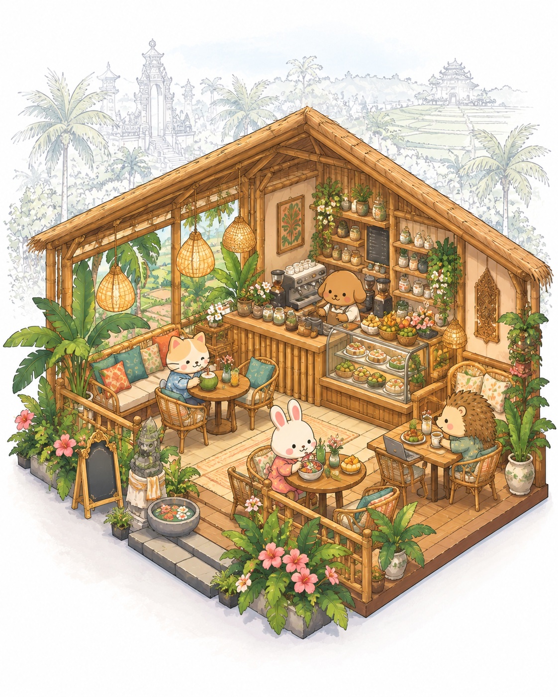 Isometric Local Café Dollhouse Illustration output 2