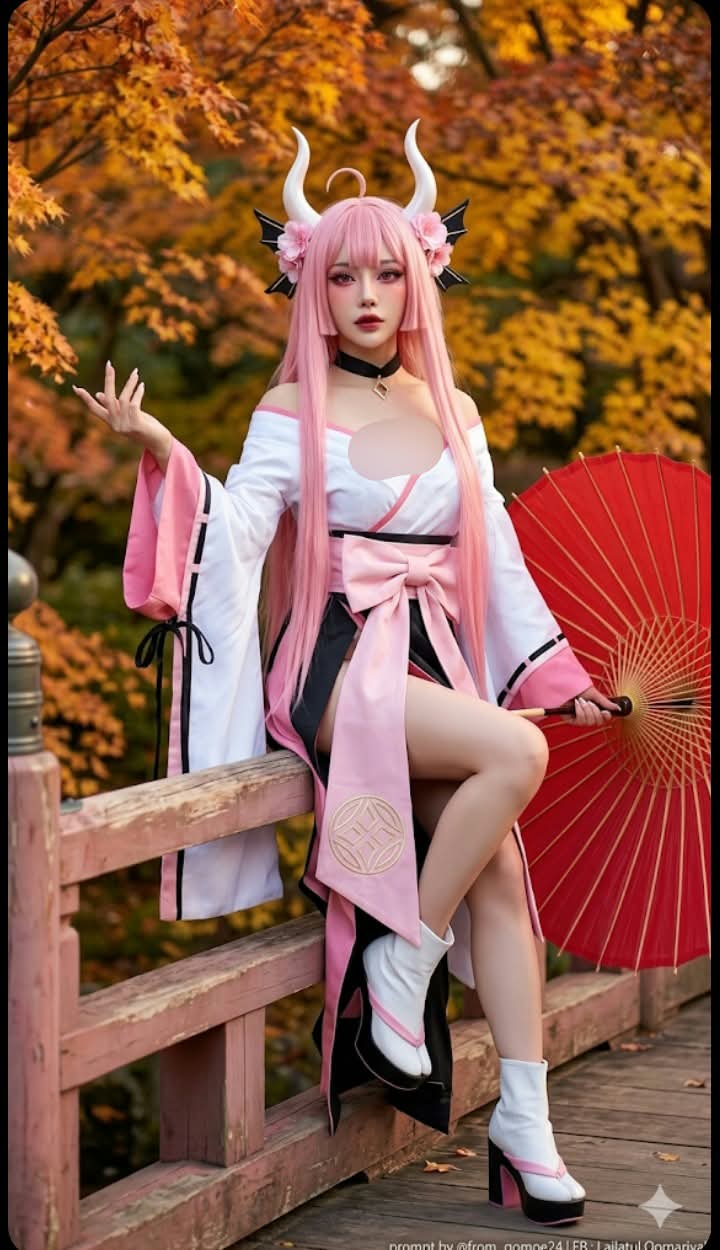 Autumn Japanese Garden Cosplay Portrait