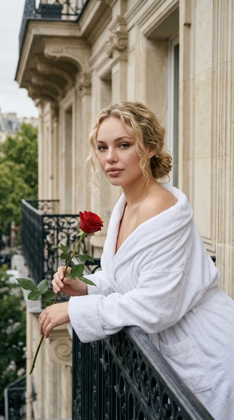 Natural Editorial Portrait with a Red Rose