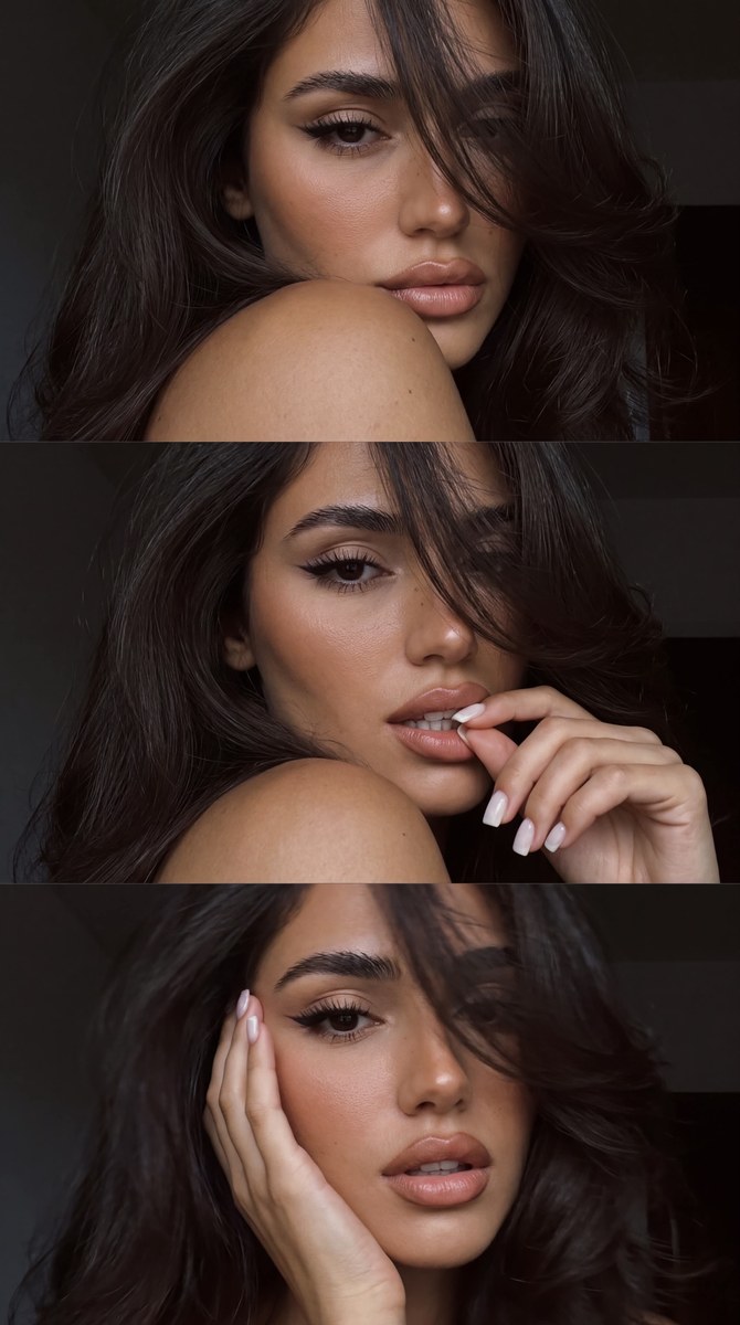 Y2K Three-Frame Beauty Portrait Collage