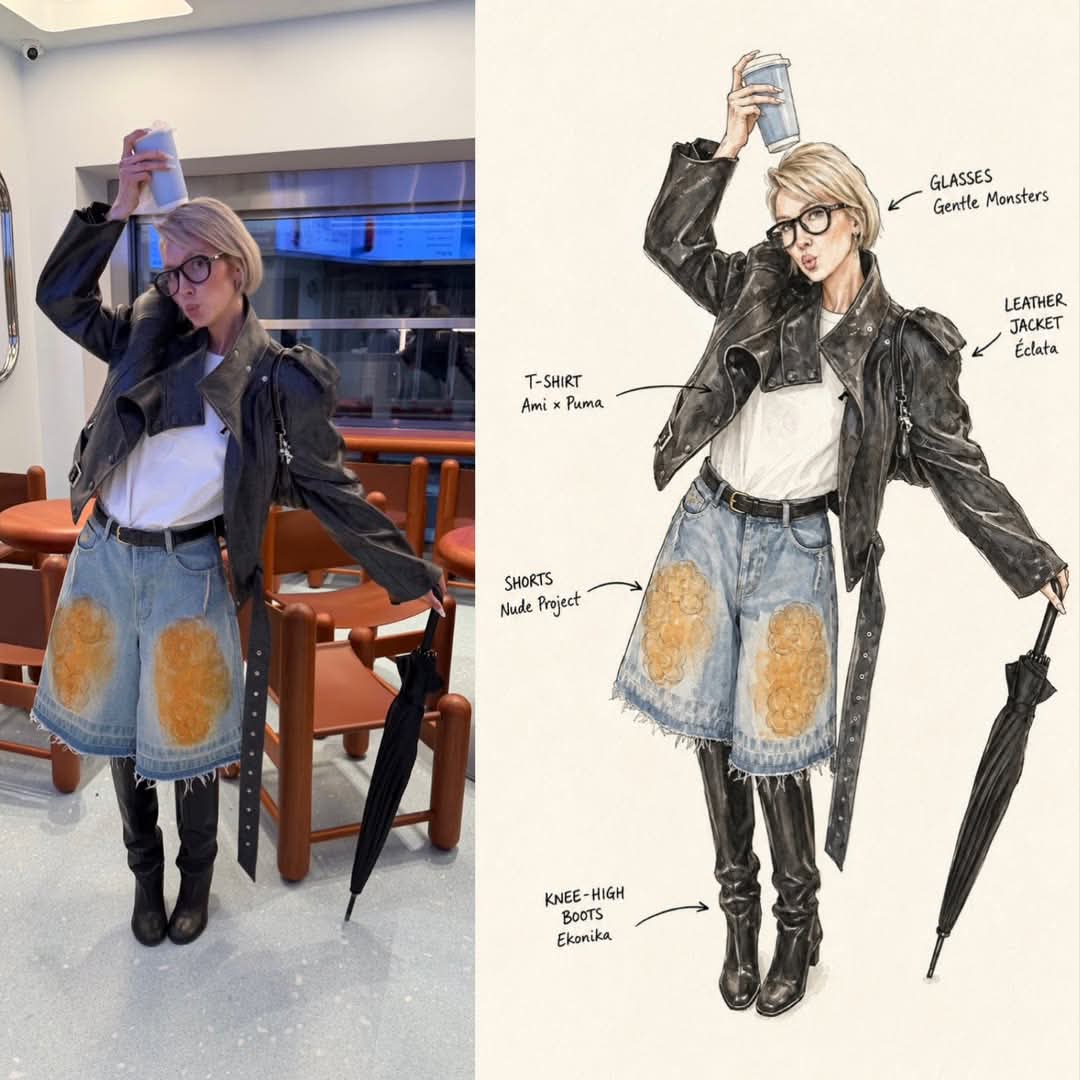 Watercolor Fashion Sketch with Labeled Callouts