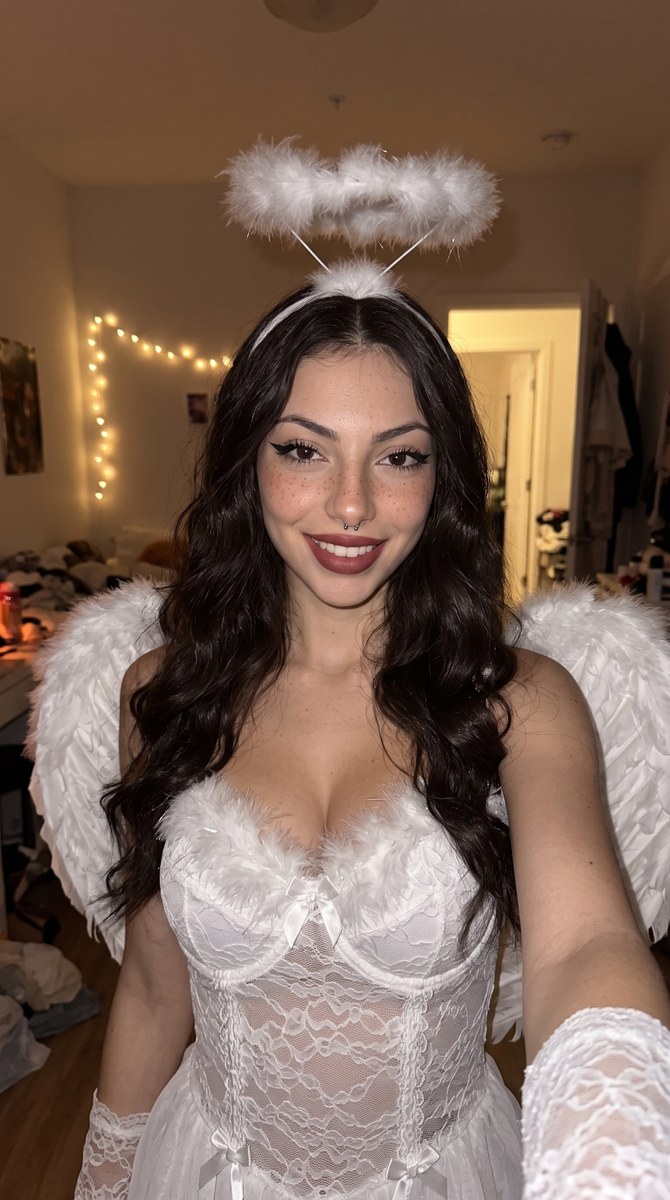 Natural-Looking Halloween Angel Selfie