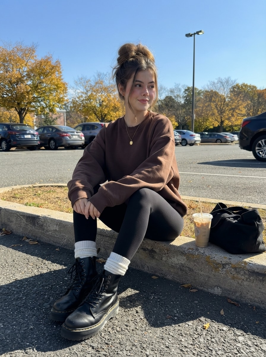 Cozy Autumn Curb Lifestyle Portrait
