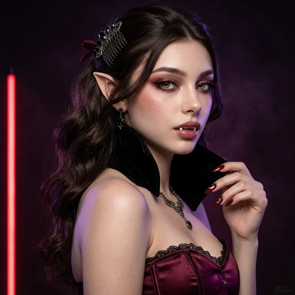 Gothic Vampire Beauty Profile Portrait