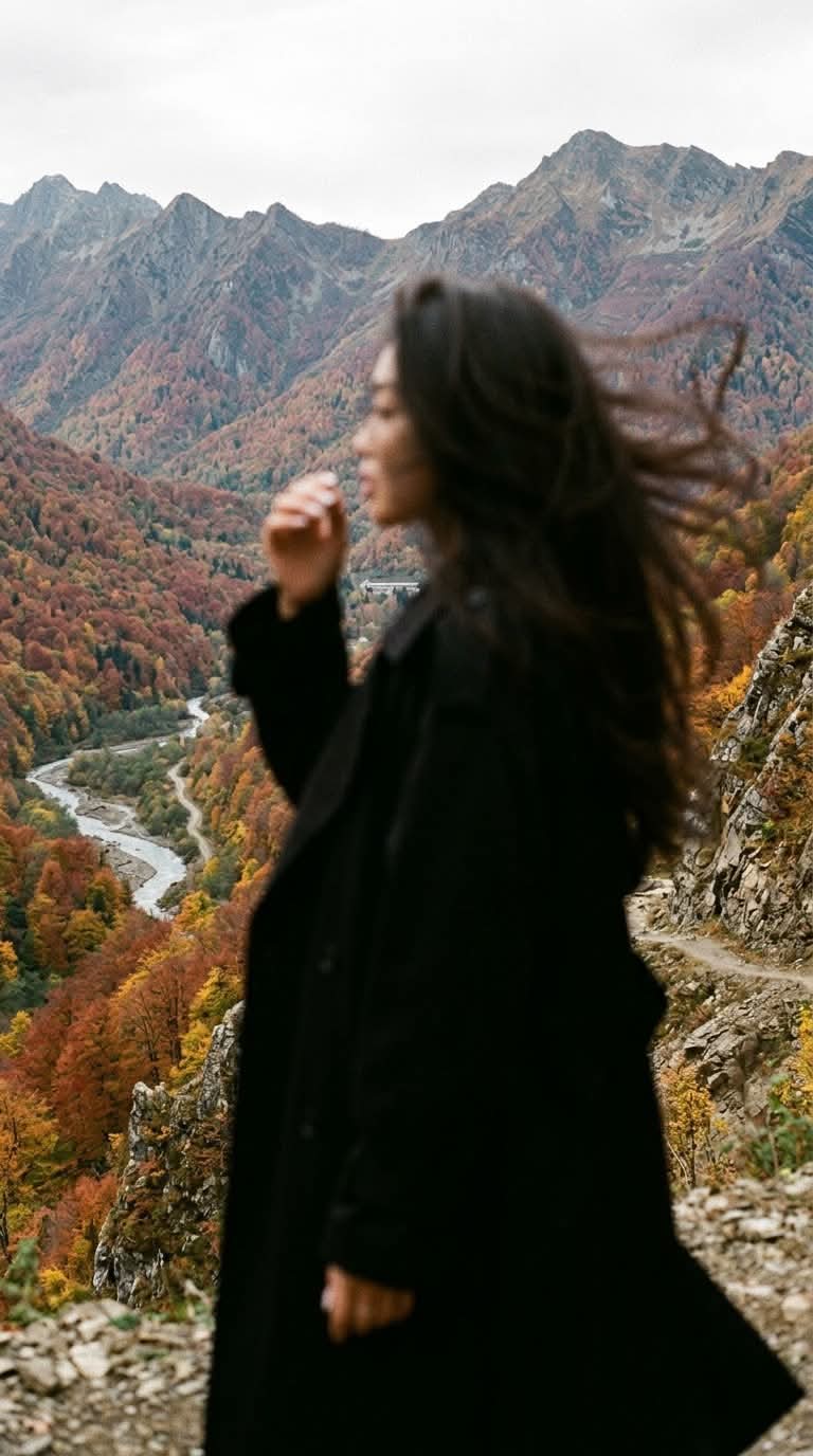 Dreamlike Autumn Mountain Silhouette output 1