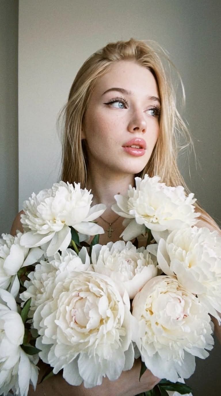 Photorealistic Peony Bouquet Selfie output 2