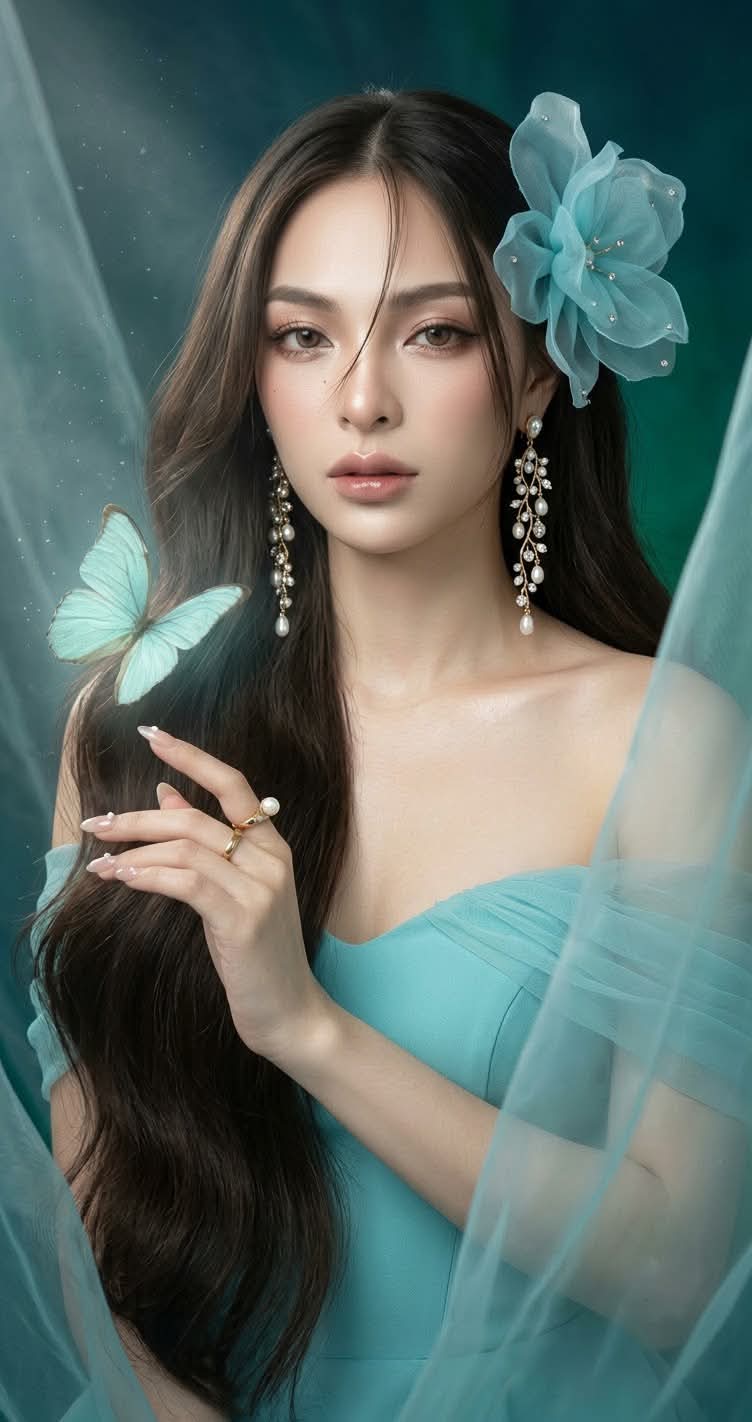Aqua-Blue Butterfly Korean Beauty Editorial output 6