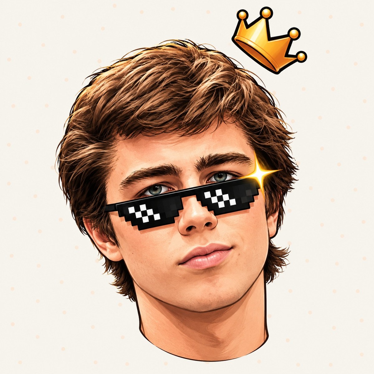 Stylized Cartoon Avatar Emoji with Pixel Sunglasses